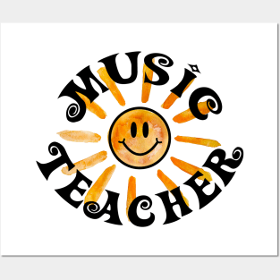 Music Teacher - Back Print - Groovy Happy Sunshine Gift Posters and Art